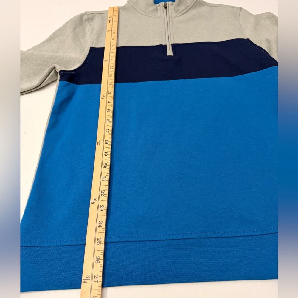 Club Room Men's Tri-Tone Fleece Hang Sweater - Light Gray, Dark Blue, Sky Blue - Picture 8 of 10